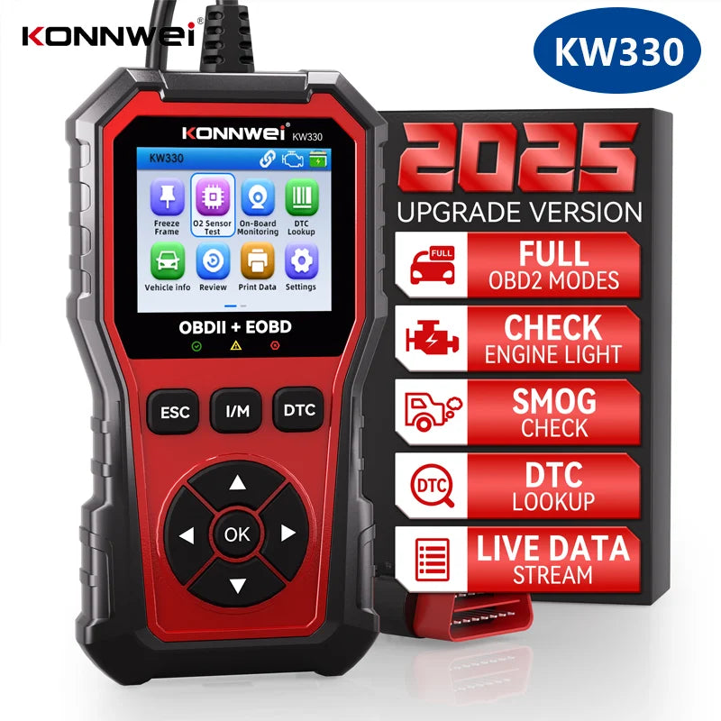 Escáner de fallos OBD2 para autos Konnwei Kw-330 Norma Rohs