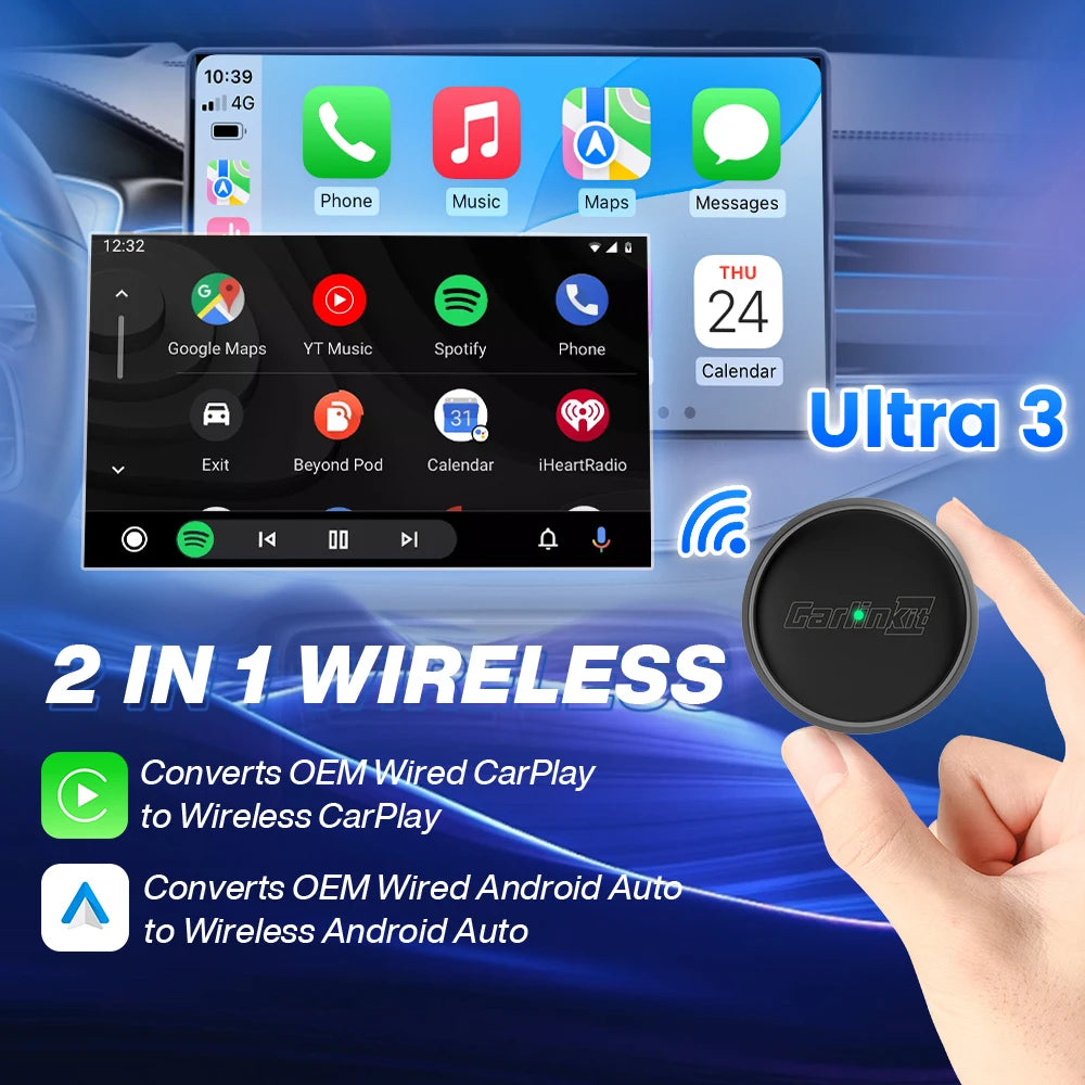Adaptador CarPlay inalámbrico con cable, USB Plug and Play, Wifi, Bluetooth