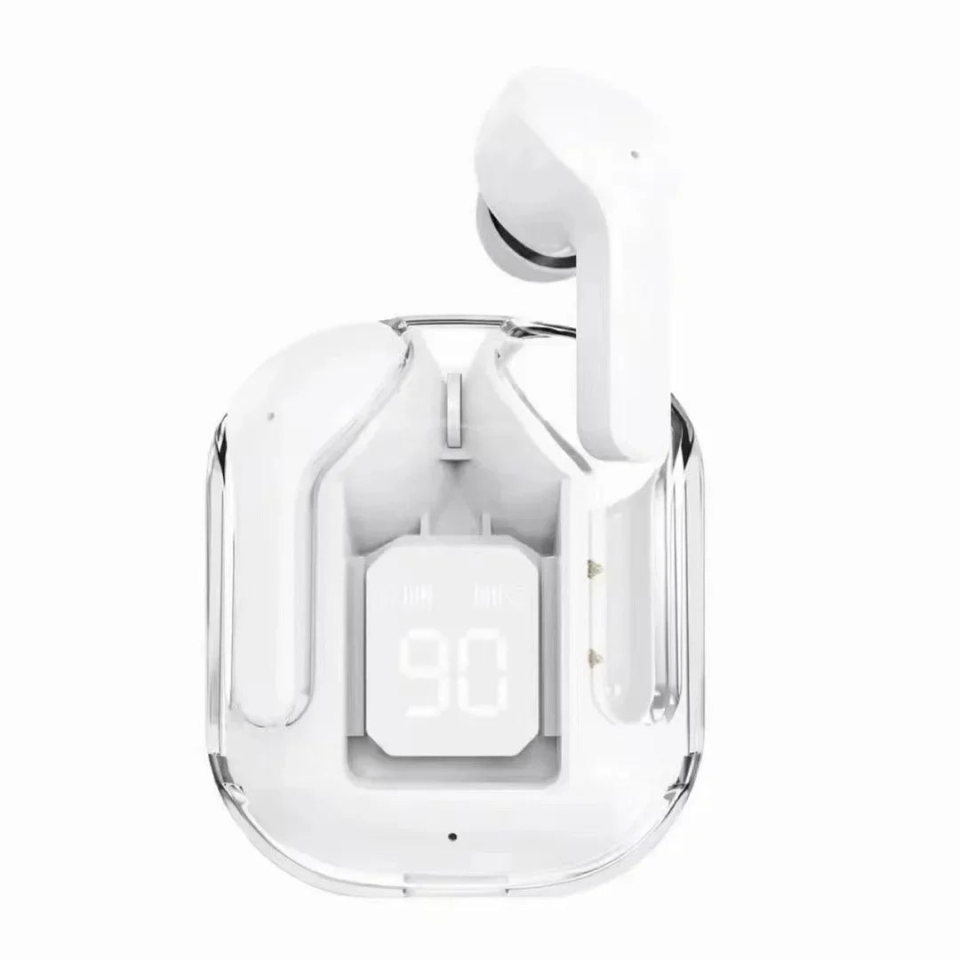 Auriculares Bluetooth TWS con cancelación de ruido con pantalla Digital, estuche de carga transparente