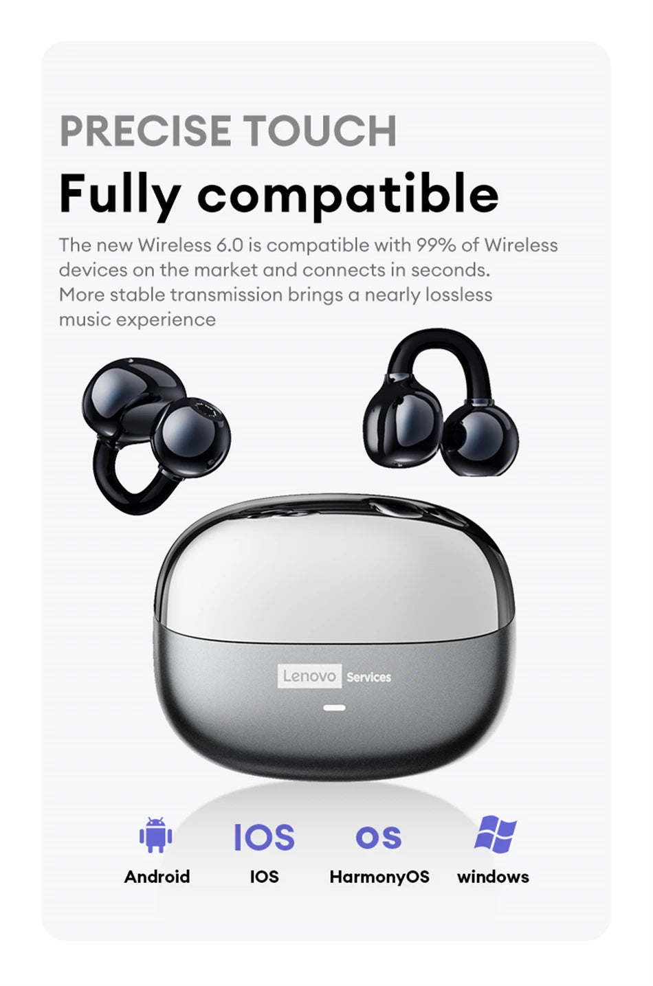 Lenovo LE302 Wireless Bluetooth 6.0 Headset Long Battery Noise Cancelling Headphones
