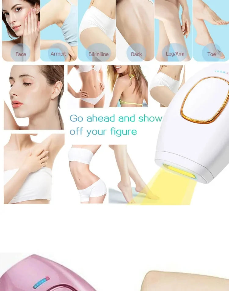 Body Bikini IPL 500,000 Flash Depilator Pulses Permanent Laser.