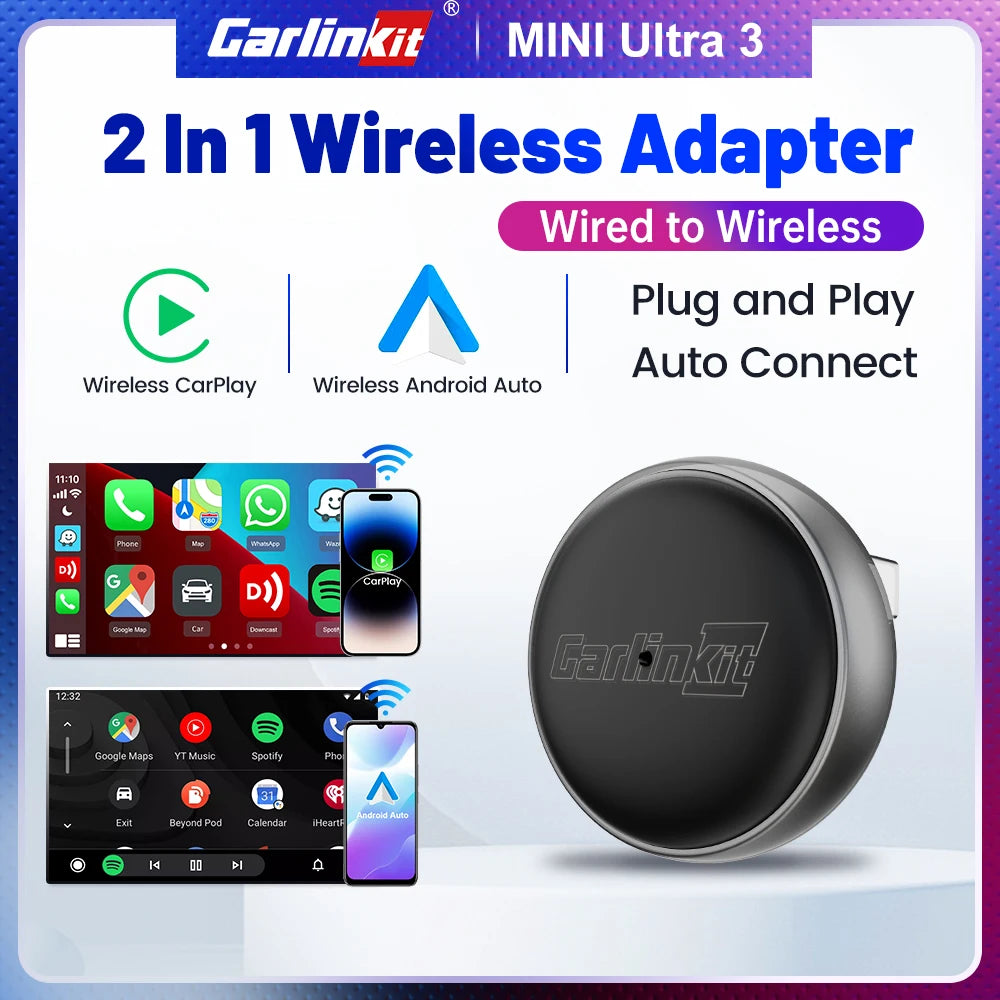 Adaptador CarPlay inalámbrico con cable, USB Plug and Play, Wifi, Bluetooth