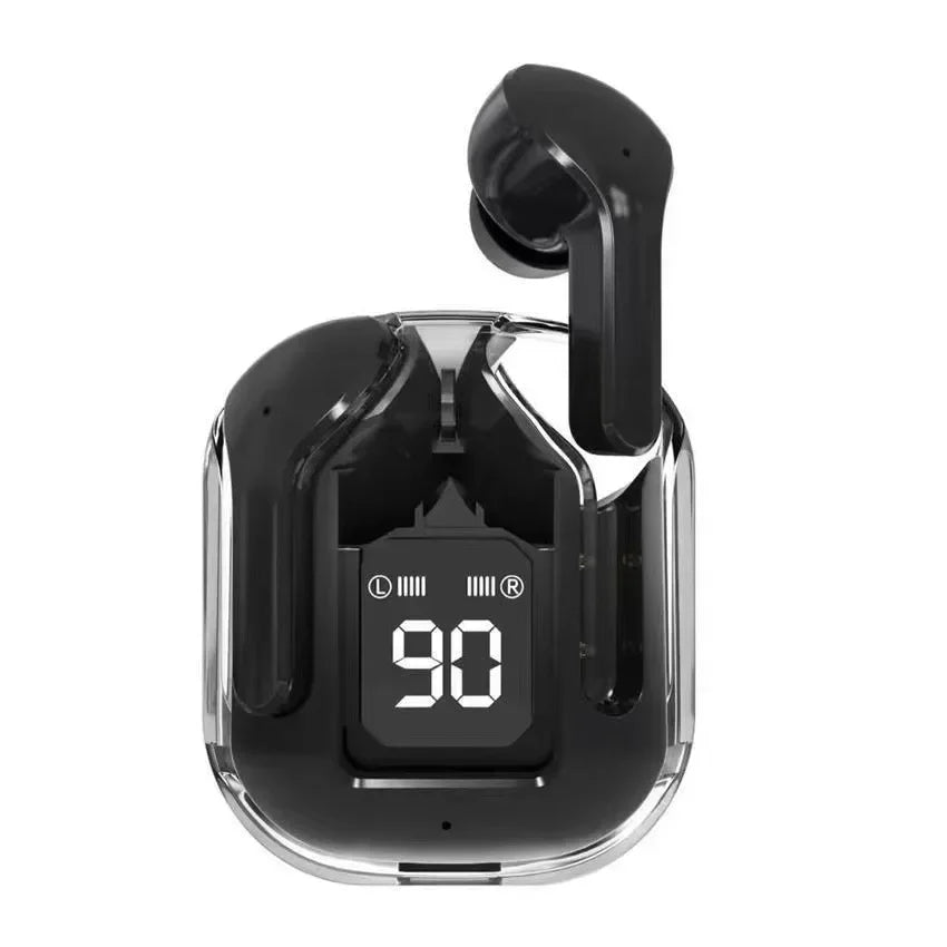 Auriculares Bluetooth TWS con cancelación de ruido con pantalla Digital, estuche de carga transparente