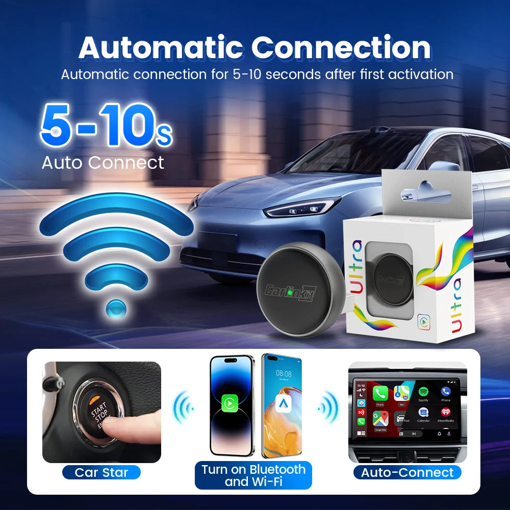 Adaptador CarPlay inalámbrico con cable, USB Plug and Play, Wifi, Bluetooth