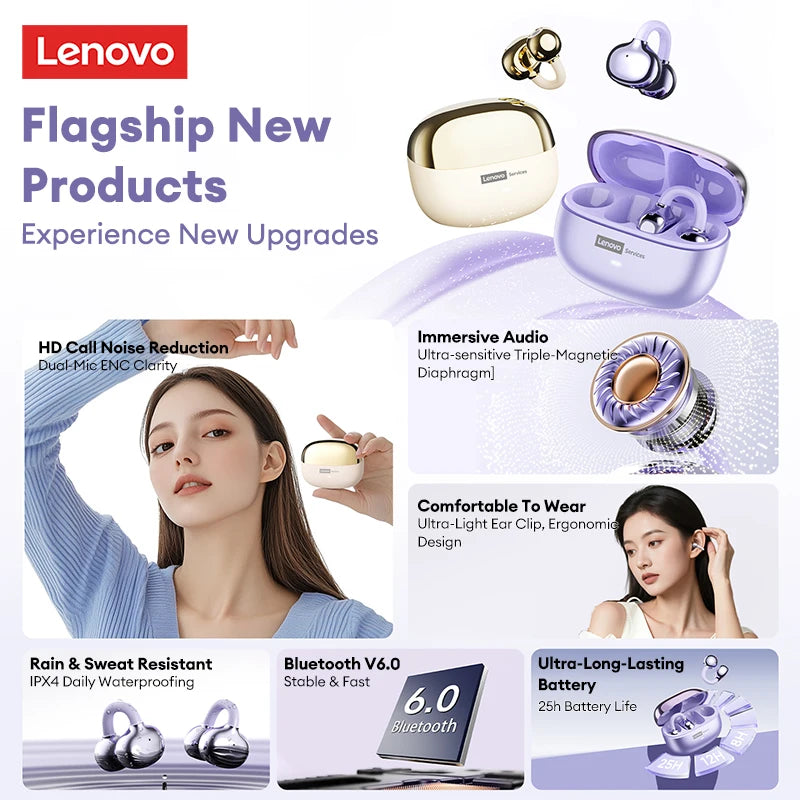 Lenovo LE302 Wireless Bluetooth 6.0 Headset Long Battery Noise Cancelling Headphones