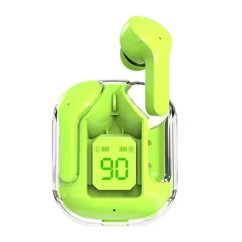 Auriculares Bluetooth TWS con cancelación de ruido con pantalla Digital, estuche de carga transparente